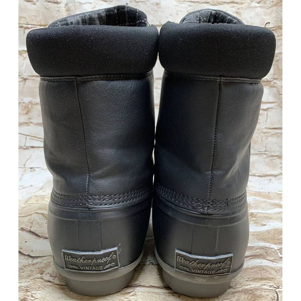 Weatherproof Vintage Men's Adam2 Leather And Man Made Duck Boots. Black Size 12M